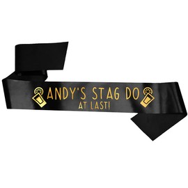 My Pretty Little Gifts Stag Do At Last! Sash - Stag Night Out Hen Party - Any Colour Sash - Rose Gold text available! - PRIME