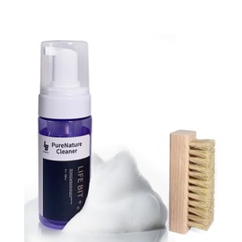 [LIFEBIT+] シューズの輝きキープ 濃密プレミアムフォーム 水不要の時短 クイックケア シューズ スニーカークリーナー 泡 高級豚毛ブラシ付き シューケア 120mL 2本 バリューパック