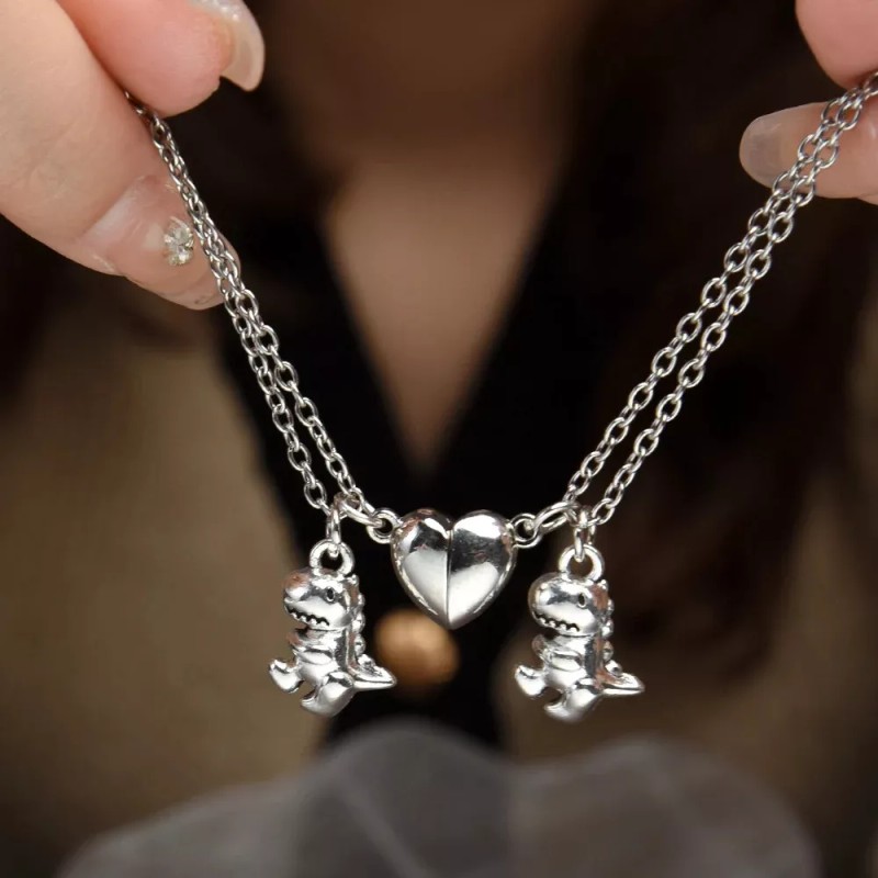Deluxe 2x Collares Dinosaurios Iman Pareja Colgante Hombres Mujeres