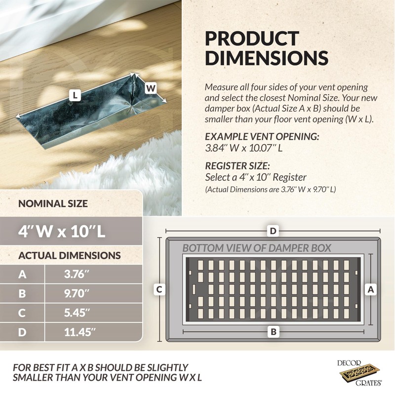 Decor Grates SPH410-RB Floor Register, 4x10, Rubbed Bronze Finish