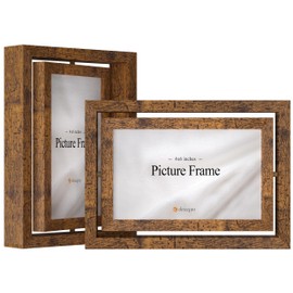 eletecpro 4x6 White Rotating Floating Picture Frames Set of 2 Reversible Double Sided Glass Frames with Ingenious Design Home Decor for Vertical or Horizontal Tabletop Display