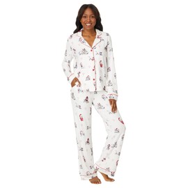 P.J. Salvage Women's Candycane Lane Pajama Pj Set, Holiday Dogs, Large