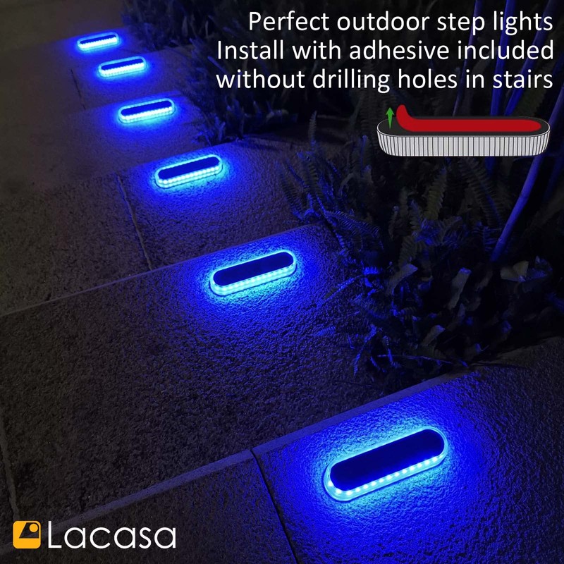 Lacasa Solar Dock Lights Marine 4-Pack - Solar Powered Blue