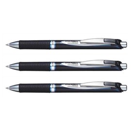 Pentel BLP75 EnerGel 0.5mm Tip Retractable Refillable Permanent Gel Pens - Blue Ink (Set of 3) Supplied Loose