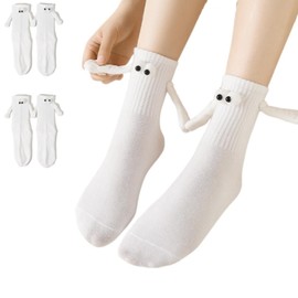 Funny 2 Pairs Holding Hands Socks Couple Gifts For Boyfriend Girlfriend Engagement Anniversary Birthday Gifts For Women Men (US, Alpha, One Size, Regular, Regular, White & 2 Pairs)