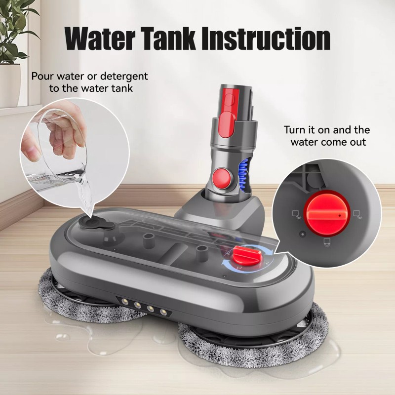 E.LUO Electric Mop Head for Dyson V7/V8/V10/V11 with 6 Pads