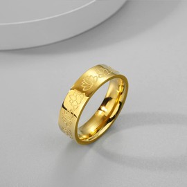 QIAMNI Exquisite Lotus Flower Rings Stainless Steel Gold Silver Thumb Ring Jewelry Gift for Women Men Girls(Gold16)