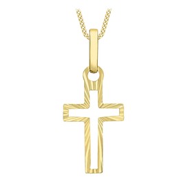 CARISSIMA Women's 9ct Yellow Gold Cutout Cross Pendant Necklace of 45.72cm