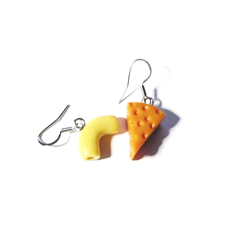 Mac and Cheese Dangle Earrings - Tiny Food Jewelry -