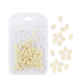 Flowers Nail Charms 3D Resin Yellow Petals Charms for Acrylic Nails Gold Silver Pearls Nail Rhinestones Floral Nail Art Charms Spring Summer Nail Supplies for Women Nail Decorations (150 pcs)