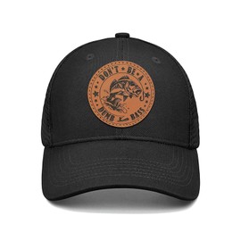 Fishing Hats for Men,Fishing Gifts for Dad/Husband/Grandpa for Father's Day/Christmas/Birthday,Mesh Trucker Hat Leather Baseball Cap Adjustable Size