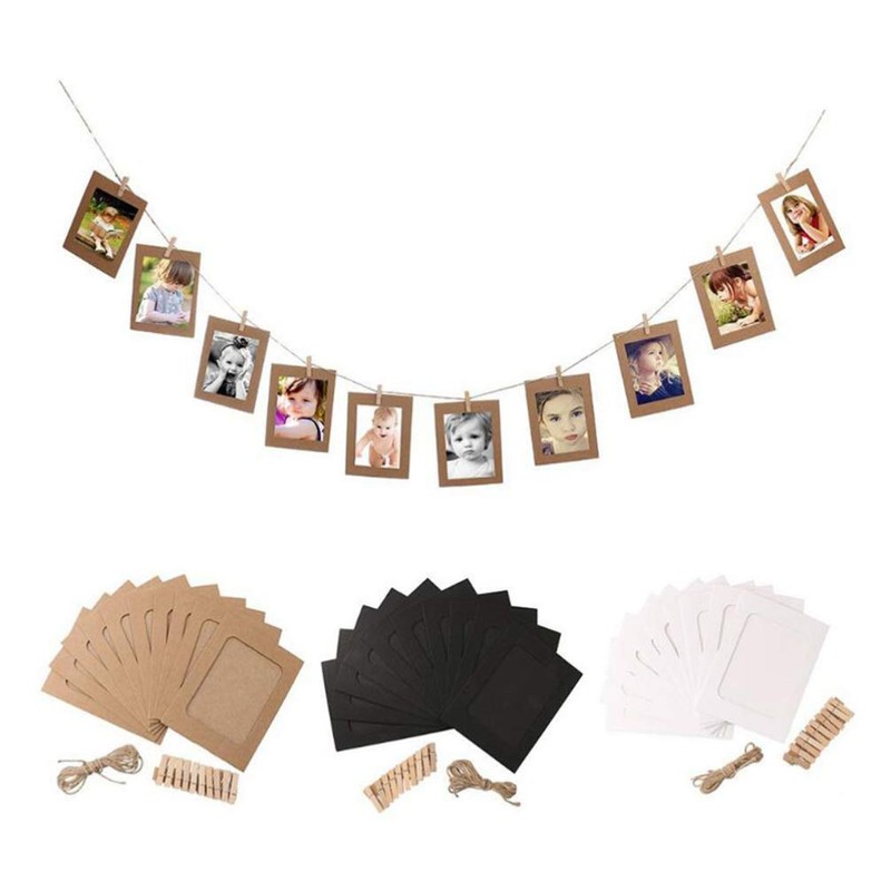 DOITOOL 10-Piece Photo Frame Paper DIY Photo Frame Hanging Set