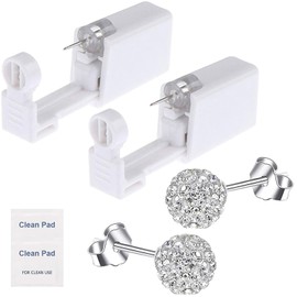 Ear Piercing Gun Kit - Lyuxzad Stud Earrings for Women 6Pcs Disposable Ear Piercing Kit Ball Crystal Earrings Set Sparkly Cubic Zirconia Silver Ball Earring Studs