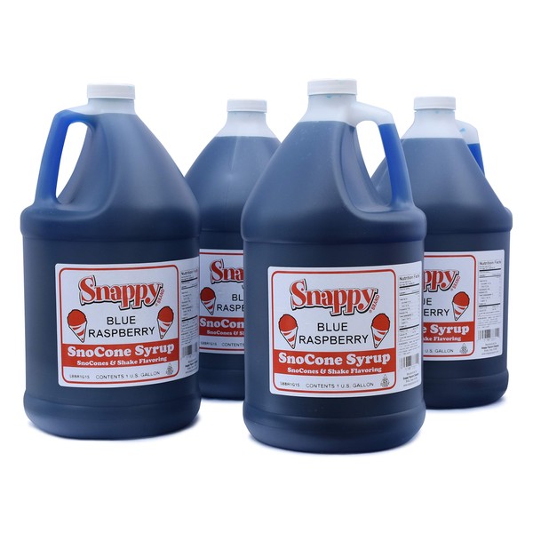 Snappy Blue Raspberry Sno Cone Syrup, 1 Gallon, 4 Pack