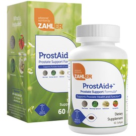 Zahler ProstAid+ Prostate Supplements for Men with Lycopene & Norway Spruce for Urine Flow, Prostate Support - Made in USA, Kosher - Prostate Health Supplements for Men (60 Vegetarian Softgels)