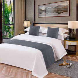 OSVINO Bed Runner Plain Series Polyester Vintage Bed Decoration for Living Room, Dark Grey 180 x 48 cm for 180 cm Bed