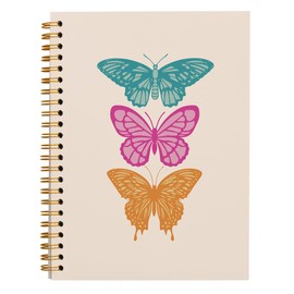 Bnwepo Butterfly Notebook Journal, Trendy Preppy Notebook, Boho Notebook Aesthetic, Preppy Office Supplies, Pink Desk Accessories for Women Office, Hardcover Spiral Notebook 5.5x8.3