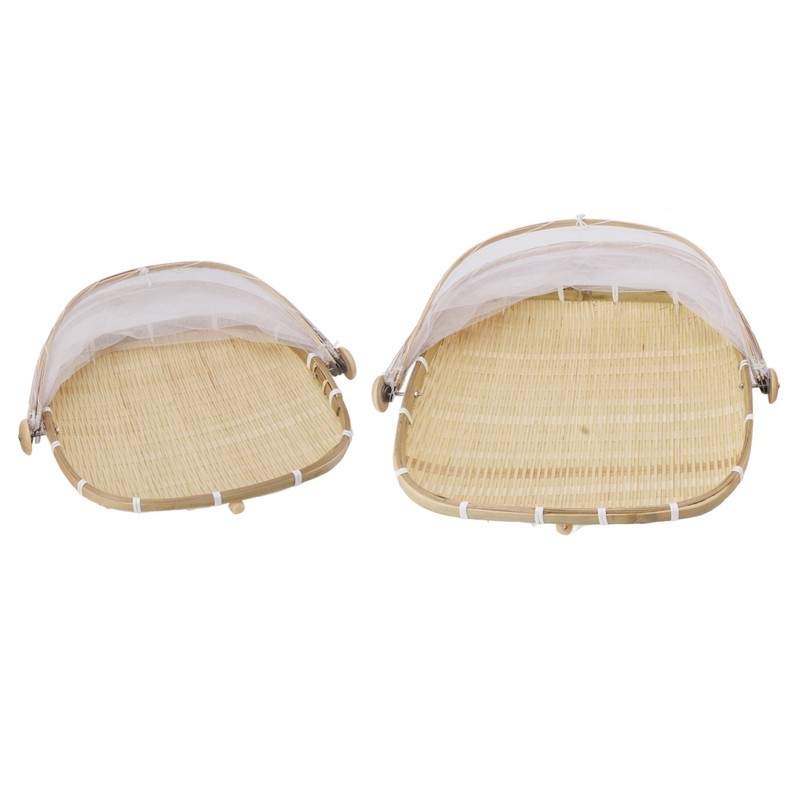 2Pcs Food Serving Tent Basket Fly Skeeter Insect Resistant Bamboo