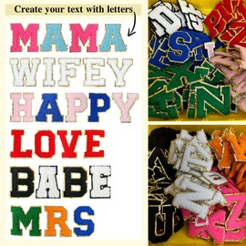 CAOMP Iron On Chenille Letter Patch 2.5 Inch A-Z Alphabet Varsity Adhesive Kelly/Gold Letter M