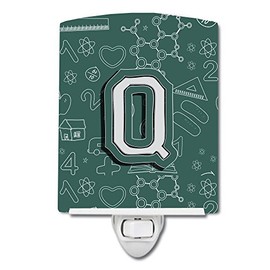 Caroline's Treasures CJ2010-QCNL Letter Q Back to School Initial Ceramic Night Light Compact, UL-Certified, Ideal for Bedroom, Bathroom, Nursery, Hallway, Kitchen, 6x4x3, Multicolor