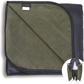 ACUSHLA Waterproof Fleece Blanket, Camping Blanket for Cold Weather, Outdoor, Beach, Picnic, Stadium, Football, Car, Insulated, Windproof, Sandproof and Machine Washable, 145 x 200 cm, Army Green