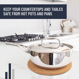 ReBL Large Cork Trivets for Hot Dishes (16-Pack 8" Circles) Thick Cork Coasters - Round Trivet Cork Hot Pads - Cork Plant Mats, Hot Pads for Kitchen Counter and Tables, Hot Plates, Dishes, or Cork Mat