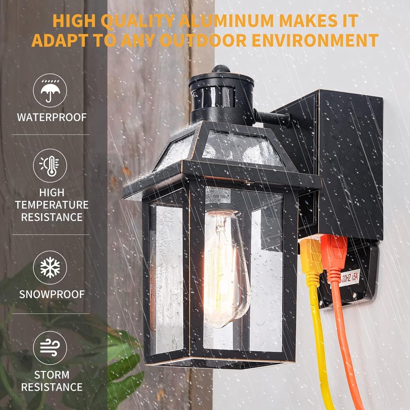 Porch Lights with GFCI Outlet, Dusk to Dawn Outdoor Lights