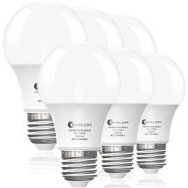 evelor A19 LED Light Bulbs,60 Watt Equivalent Daylight 5000K with E26 Base,Efficient 9W,800 Lumens Non-Dimmable LED Bulbs,15000 Hours, Ideal for Bedroom Living Room,6-Packs