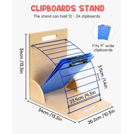 GAMENOTE 2 Pack Clipboard Holders - Wood and Metal Clipboard Stand Clipboards Storage Rack Small White Board Organizer for Classroom Office (Assembly Required) (2)