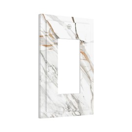 ybclf White Grey Marble Light Switch Cover 1 Gang Single Rocker Gray Gold Wall Plate Decorative Switchplate Electrical Receptacle Faceplate for Bathroom Kitchen Bedroom