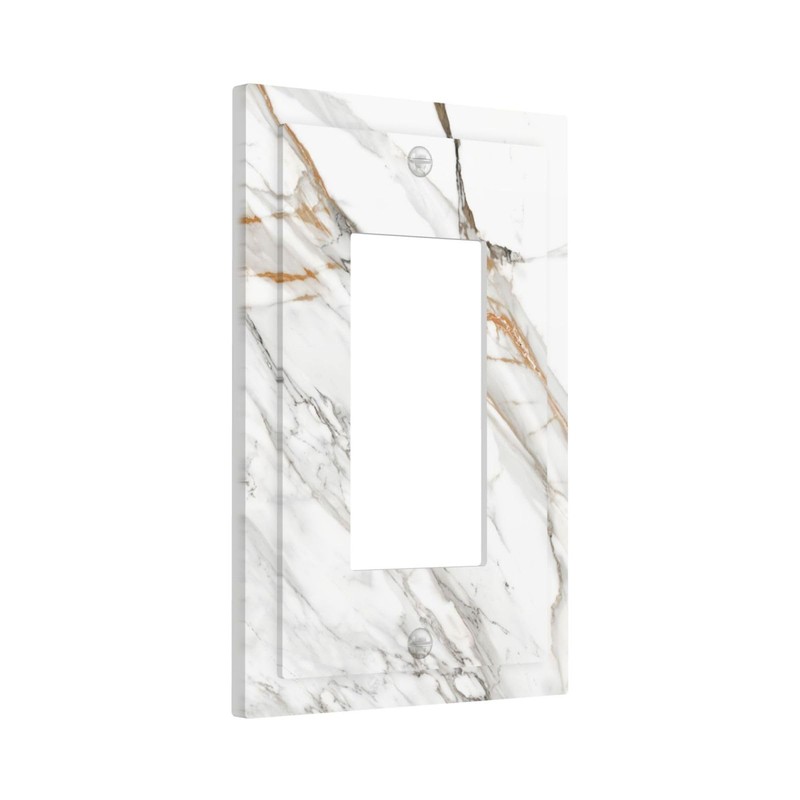 ybclf White Grey Marble Light Switch Cover 1 Gang Single