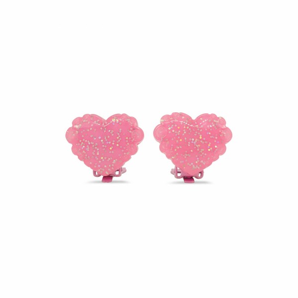 Milk x Soda Earrings | Jelly Heart Clip Ons Pink