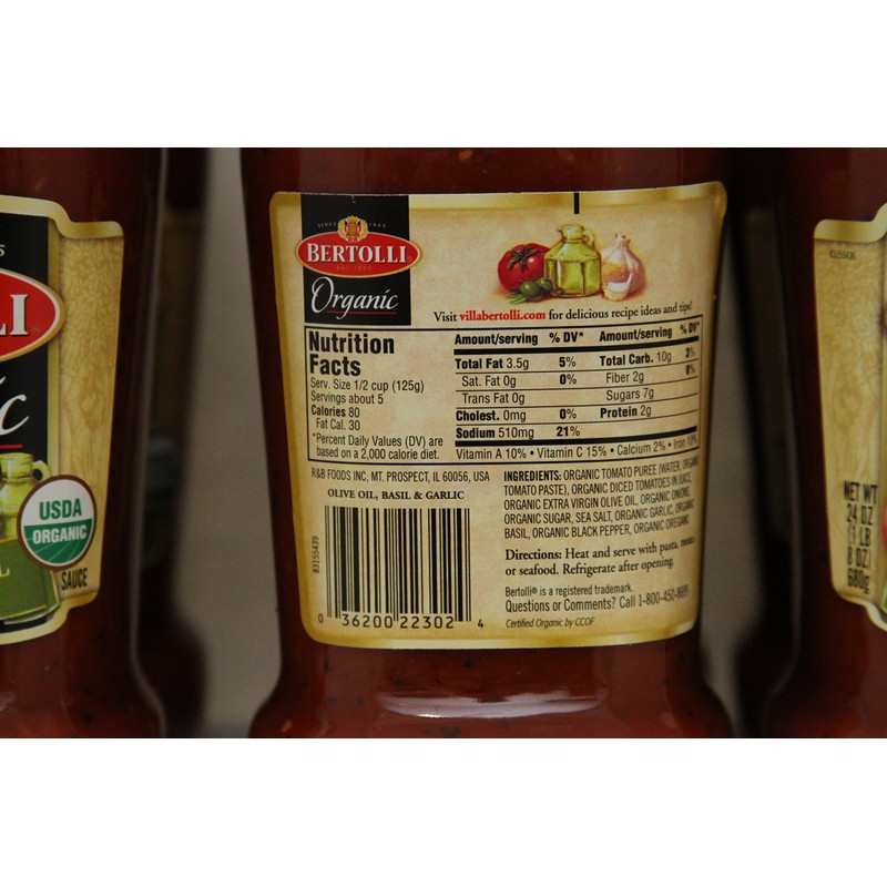 Bertolli - Olive Oil, Basil, & Garlic Organic Sauce 24