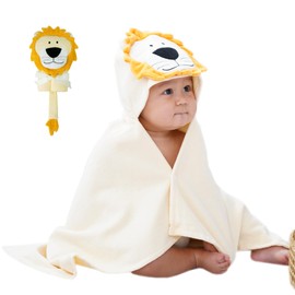 DEIGO Animal Hooded Towel for Newborn to Toddler - Baby Must Haves - Ideal Registry for Baby Boy and Girl Gifts - Lion, BB Yellow, 23.6 Inch×32.3 Inch