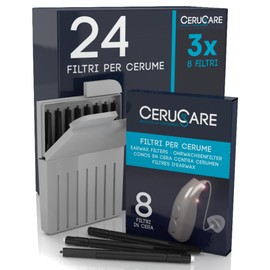CeruCare Wax Filters for Hearing Aids Diameter 1.3 mm Quick and Effective Cleaning Protects the Hearing Aid from Moisture and Dust with Resealable Hard Case Pack of 24