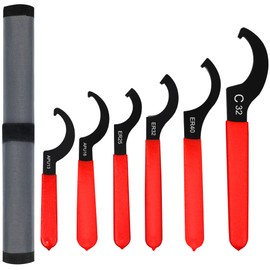 AutoWanderer Tool Universal Spanner Wrench Set 6Pcs Steel Adjustable Shock Wrench Coilover Spanner Motorcycle Coil Over Shock Adjustment Tool