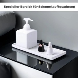 White Ceramic Tray - Rectangular Bathroom Tray, Versatile Bathroom Organiser for Cosmetics, Jewellery, Soap, Toothpaste & Floss Sticks | Versatile for Kitchen Sink, Countertop (Large)