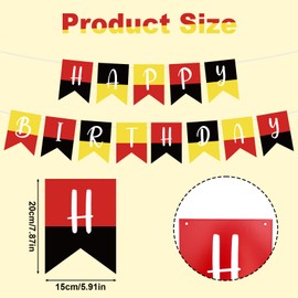 Cartoon Mouse Happy Birthday Banner, Pre-Strung Cartoon Mouse Style Bunting Birthday Party Decorations Black and Red Bunting for Boys Girls 1st 2nd 3rd Baby Shower Party Supplies
