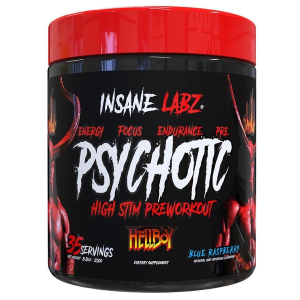 Insane Labz Hellboy Edition, High Stimulant Pre Workout Powder and NO Booster with Beta Alanine, L Citrulline, and Caffeine, Boosts Focus, Energy, Endurance, Nitric Oxide Levels, 35 Srvgs