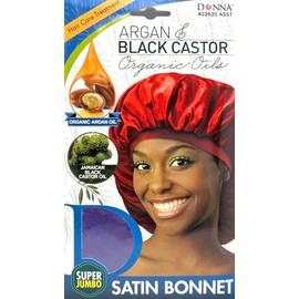 DONNA Argan & Black Castor Treatment Caps, Bonnet Super Jumbo Size, Hair Bonnet for Sleeping Shower Cap Silk Bonnet, 1pc Purple Color