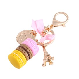 Colorful Cute Macaron Keychain Ring Eiffel Tower Macaron Charm Keychain Bag Purse Decoration for Children Birthday Gift(Green)