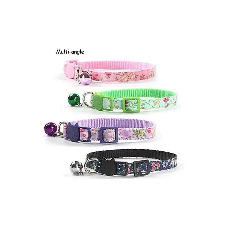 CHUKCHI 4 Pcs Cat Collars Safety Quick Release with Bell-Adjustable