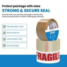 UK SUPPLIES Packaging Parcel Tape With Low Noise & Secure Sticky Seal 2 Brown, 2 Clear & 2 Fragile Tape For Strong Packing Parcel, Boxes, Moving House Mixed Tape | Packing Tape | Box Tape