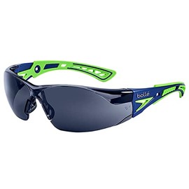 bolle SAFETY Rush+ Safety Glasses, Blue & Green Frame, Grey Lenses