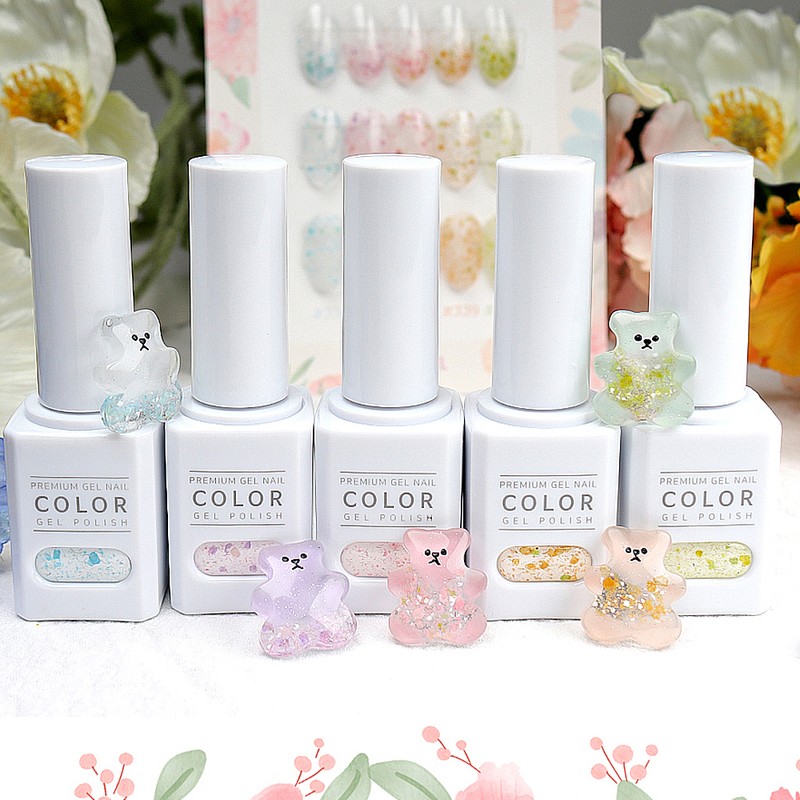 Thezel The Gel Flower Topping 5-piece Set Glitter Gel /