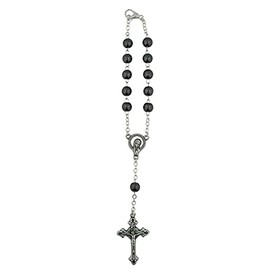 One Decade Auto Rosary for Rear View Mirror (Hematite)