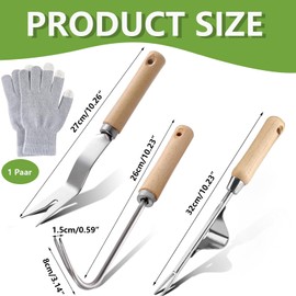 Pack of 3 Stainless Steel Weed Cutters Stainless Steel with Wooden Handle Root Weeder with Handle Weed Tool Weeder Hand Operated for Garden Weeding Transplanting Uprooting Gift for Gardeners