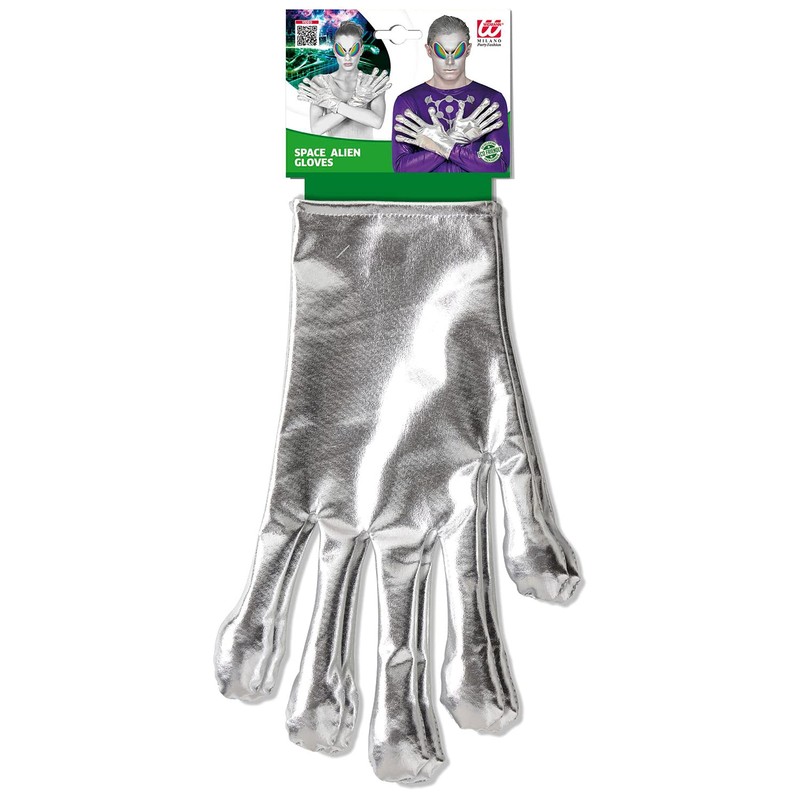 W WIDMANN MILANO Party Fashion 68597 Alien Gloves, Silver, Alien,