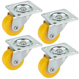 Dörner + Helmer 450128 Swivel Castors Set (4 x Swivel Castors + Screws 30 x 14 mm, Polyurethane Yellow, Load Capacity 20 kg/Roll)