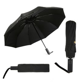 TECPEX Folding Umbrella Portable Windproof Automatic Compact Umbrella Strong Frame Lightweight for Travel Water UV Resistance (Black)